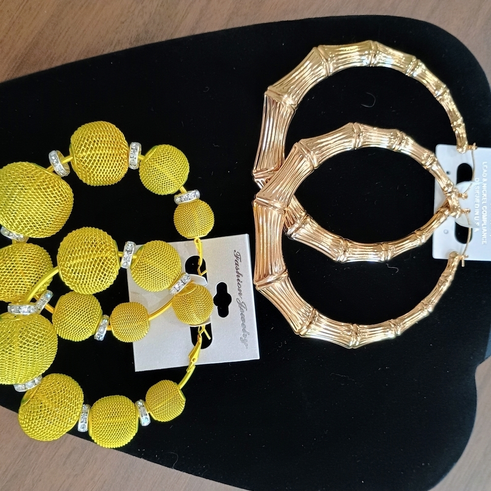 Yellow and Gold Women's Large earrings - Picture 1 of 5